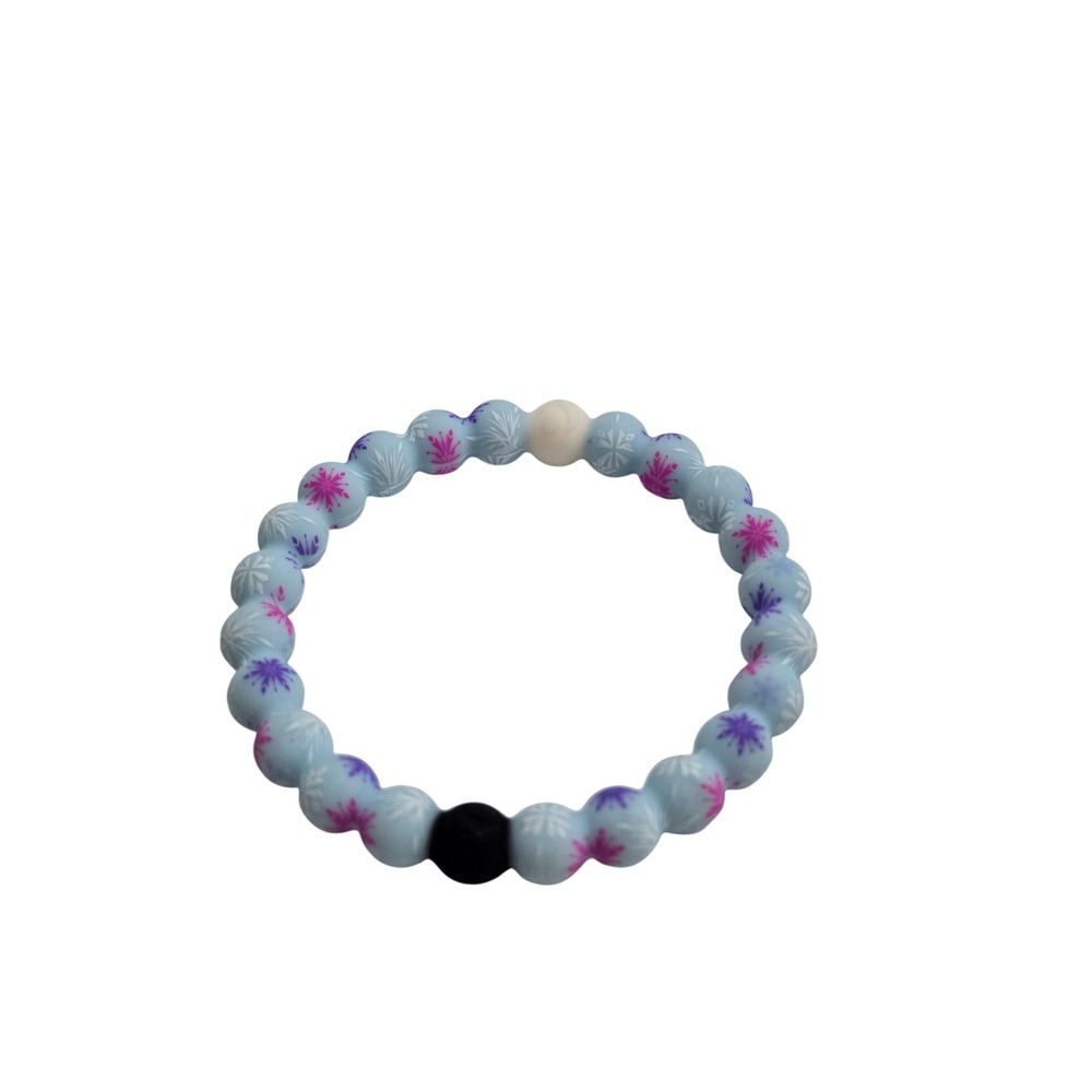 Lokai Disney Frozen Anna & Elsa Bracelet Blue Snowflake‎ Silicone Bead XS